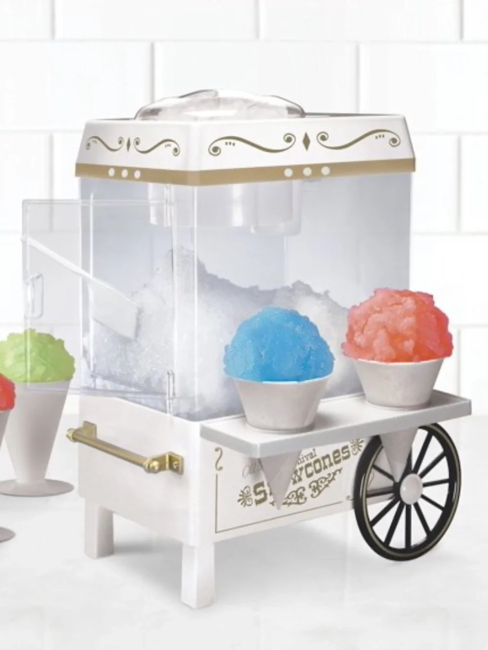 NOSTALGIA Old Fashion Snow Cone Maker/Ice Shaver Machine
